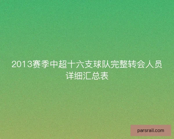 2013赛季中超十六支球队完整转会人员详细汇总表